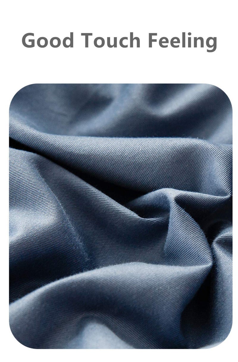 Meicotton Bedding Queen Size Premium Cotton Fitted Sheet Only - 300 Thread Count Pure Natural Cotton Fabric - 14" Deep Pocket,Breathable,Ultra Soft & Silky (Queen,Dark Blue) - Image 5